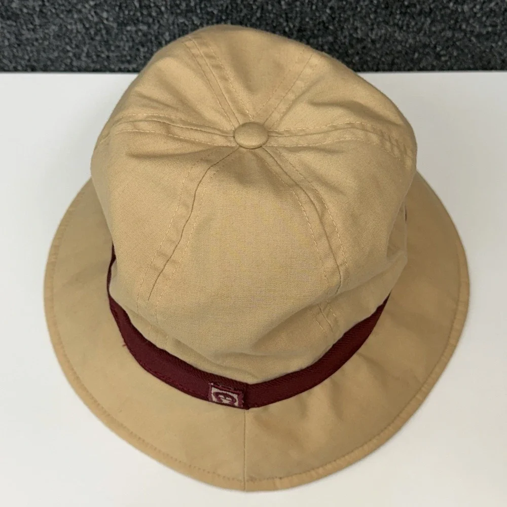 Vintage Etienne Aigner 60s Bucket Hat Union Label USA Tan/Burgundy Sz L Mens USA